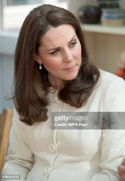 Catherine, Duchess of Cambridge arrives to learn about the work of the charity Family Links which works closely with schools nationwide to support...