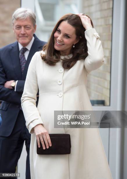 Catherine, Duchess of Cambridge arrives to learn about the work of the charity Family Links which works closely with schools nationwide to support...