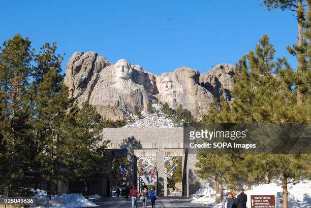 Visitors arrive at Mount Rushmore National Memorial.