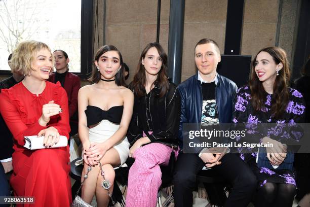 Alison Sudol, Rowan Blanchard, Stacy Martin, Paul Dano and Zoe Kazan attend the Miu Miu show as part of the Paris Fashion Week Womenswear Fall/Winter...