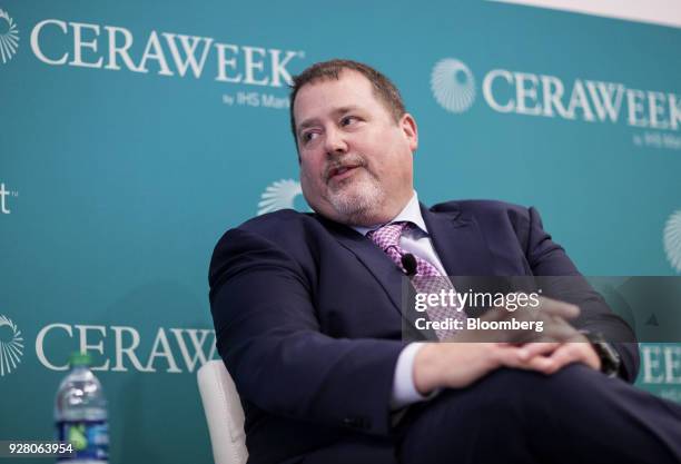 Alex Pourbaix, president and chief executive officer of Cenovus Energy Inc., speaks during the 2018 CERAWeek by IHS Markit conference in Houston,...