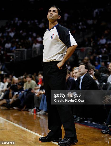 Referee Zach Zarba during the game between the Atlanta Hawks and the Indiana Pacers at Philips Arena on October 28, 2009 in Atlanta, Georgia.