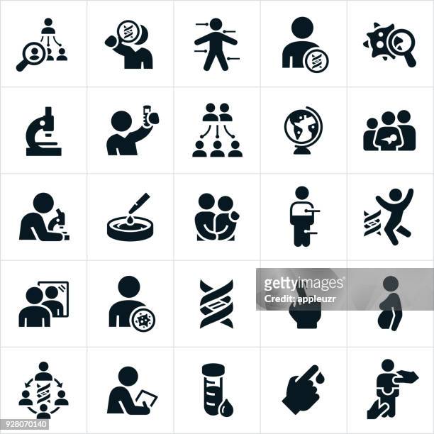 genetic testing icons - medical research stock illustrations