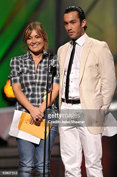 Singer Amaia Montero and actor Aaron Diaz speak onstage during the 10th Annual Latin GRAMMY Awards Rehearsals Day 3 held at the Mandalay Bay Events...