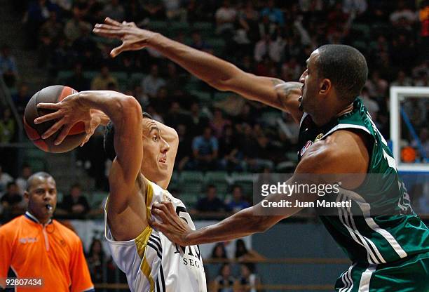 Pablo Prigioni, #5 of Real Madrid in action during the Euroleague Basketball Regular Season 2009-2010 Game Day 3 between Real Madrid and...