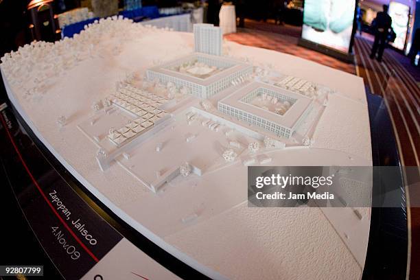 Detail of a mock up of the Pan-American villa during the XLVII Pan American Sports Organization General Assembly at the Hilton hotel on November 5,...