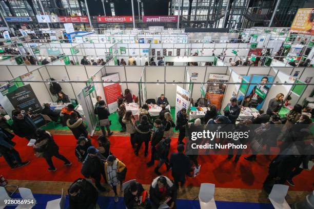 People visit the &quot;Paris pour l'emploi&quot; recruitment forum on March 6 at the Grande Halle de La Villette in Paris. The French Government...