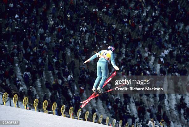 Winter Olympics: Great Britain Eddie The Eagle Edwards in action at Canada Olympic Park. Calgary, Canada 2/13/1998 CREDIT: Richard Mackson