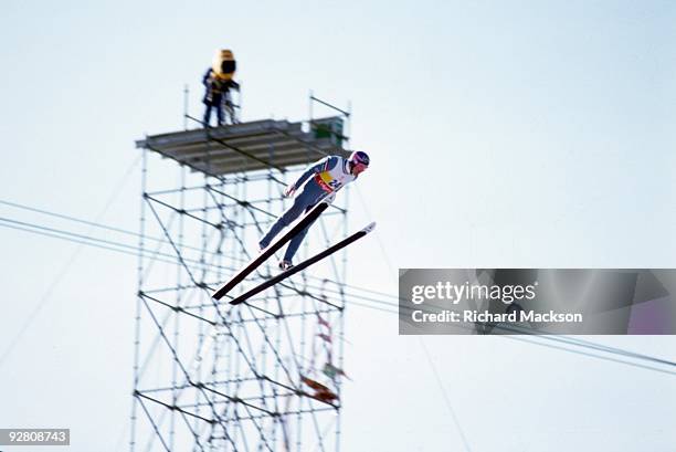 Winter Olympics: Great Britain Eddie The Eagle Edwards in action at Canada Olympic Park. Calgary, Canada 2/13/1998 CREDIT: Richard Mackson