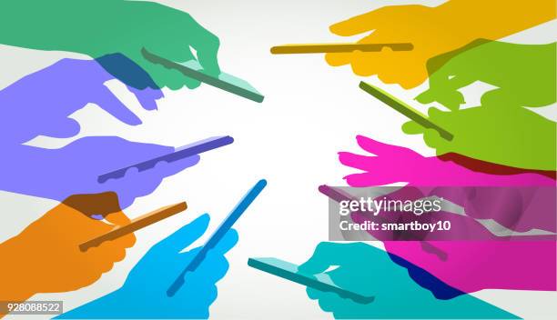mobile phone users - casting net stock illustrations