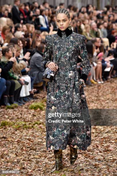 Hiandra Martinez walks the runway during the Chanel show as part of the Paris Fashion Week Womenswear Fall/Winter 2018/2019 on March 6, 2018 in...