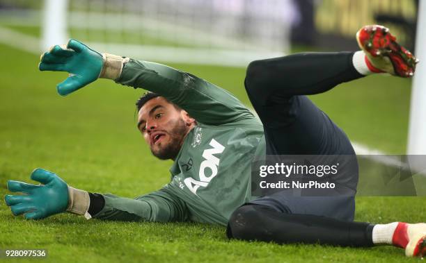 Manchester United's Sergio Romero during the Premiership League match between Crystal Palace and Manchester United at Selhurst Park Stadium in...