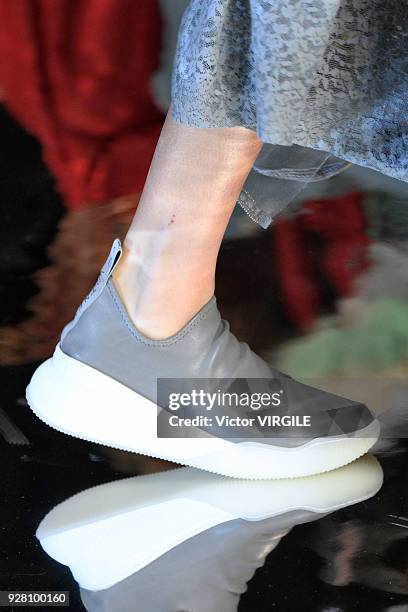 Model walks the runway during the Stella McCartney Ready to Wear Fashion show as part of the Paris Fashion Week Womenswear Fall/Winter 2018/2019 on...