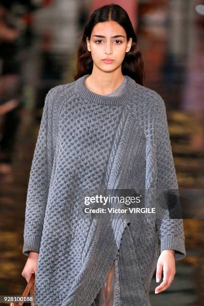 Model walks the runway during the Stella McCartney Ready to Wear Fashion show as part of the Paris Fashion Week Womenswear Fall/Winter 2018/2019 on...