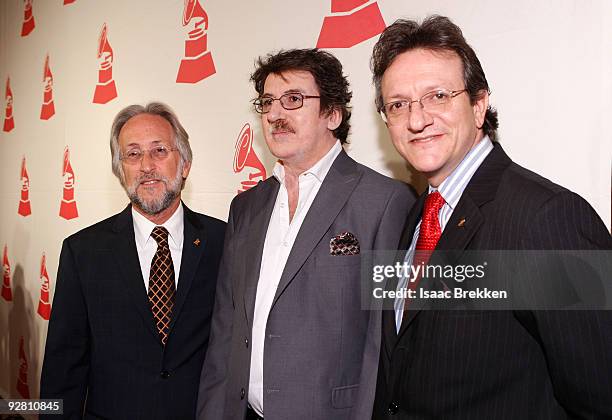 Recording Academy President Neil Portnow, musician Charly Garcia and Latin Recording Academy President Gabriel Abaroa arrive at the 2009 Latin...