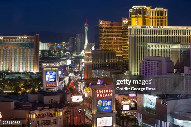 The Las Vegas Strip looking north is viewed from Caesars Palace Hotel & Casino on March 2, 2018 in Las Vegas, Nevada. Millions of visitors from all...