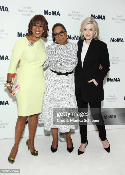 Gayle King, honoree Oprah Winfrey and Diane Sawyer attend The Museum of Modern ArtÕs 2018 David Rockefeller Award Luncheon at The Ziegfeld Ballroom...