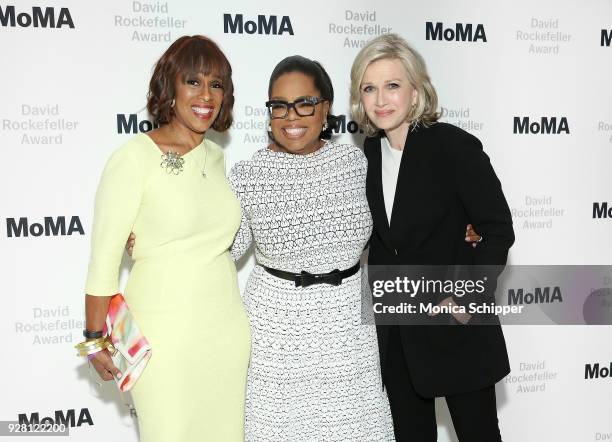 Gayle King, honoree Oprah Winfrey and Diane Sawyer attend The Museum of Modern ArtÕs 2018 David Rockefeller Award Luncheon at The Ziegfeld Ballroom...