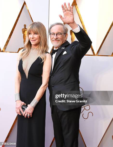 Kate Capshaw, Steven Spielberg arrives at the 90th Annual Academy Awards at Hollywood & Highland Center on March 4, 2018 in Hollywood, California.