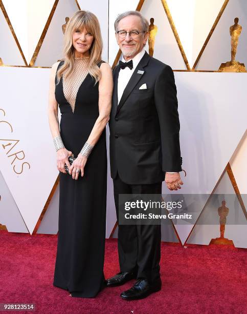 Kate Capshaw, Steven Spielberg arrives at the 90th Annual Academy Awards at Hollywood & Highland Center on March 4, 2018 in Hollywood, California.