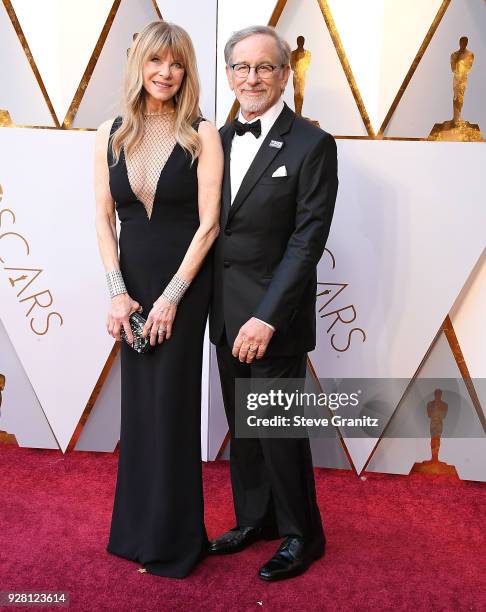 Kate Capshaw, Steven Spielberg arrives at the 90th Annual Academy Awards at Hollywood & Highland Center on March 4, 2018 in Hollywood, California.