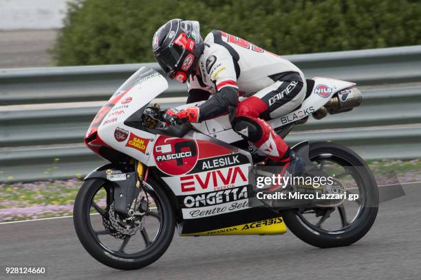 Niccolo Antonelli of Italy and Sic 58 Squadra Corse Honda heads down a straight during the Moto2 & Moto3 Tests In Jerez at Circuito de Jerez on March...