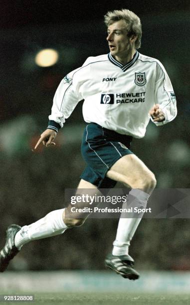 Jurgen Klinsmann of Tottenham Hotspur in action during the FA Cup 3rd Round match between Tottenham Hotspur and Fulham at White Hart Lane on January...