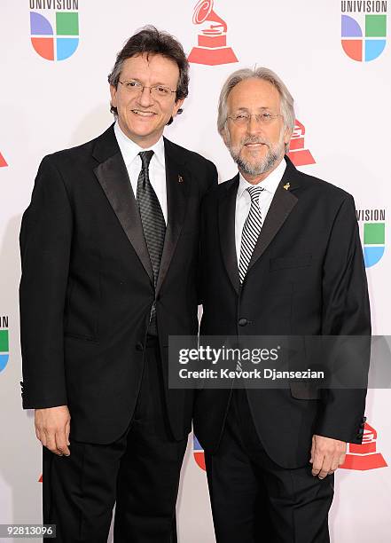 President of the Latin Recording Academy Gabriel Abaroa and President of the Recording Academy Neil Portnow arrive at the 10th annual Latin GRAMMY...