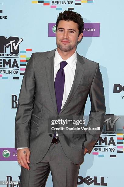 Television personality Brody Jenner poses at the backstage boards during the 2009 MTV Europe Music Awards held at the O2 Arena on November 5, 2009 in...