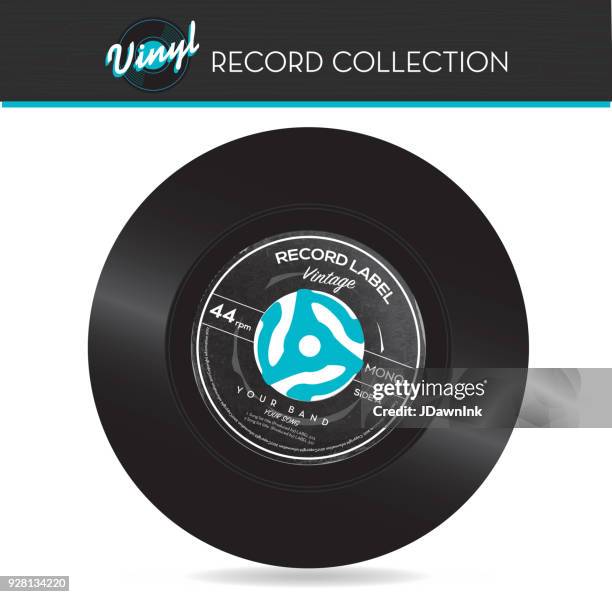 ilustraciones, imágenes clip art, dibujos animados e iconos de stock de expediente de 45 rpm con adaptador - adaptor