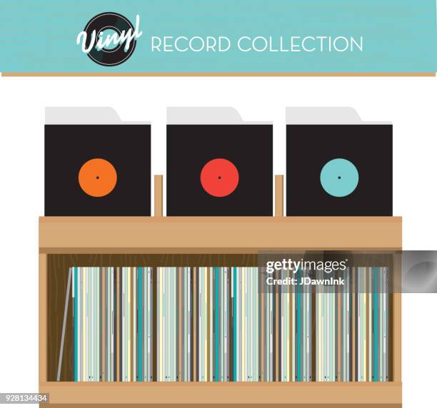 record store display case with records - store interior stock illustrations