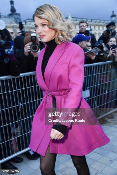 Lea Seydoux attends the Louis Vuitton show as part of the Paris Fashion Week Womenswear Fall/Winter 2018/2019 on March 6, 2018 in Paris, France.