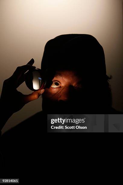 Milton McFarland of Maywood, Illinois has his eyes examined at the Central Blind Rehabilitation Center at the Edward Hines Jr. VA Hospital November...