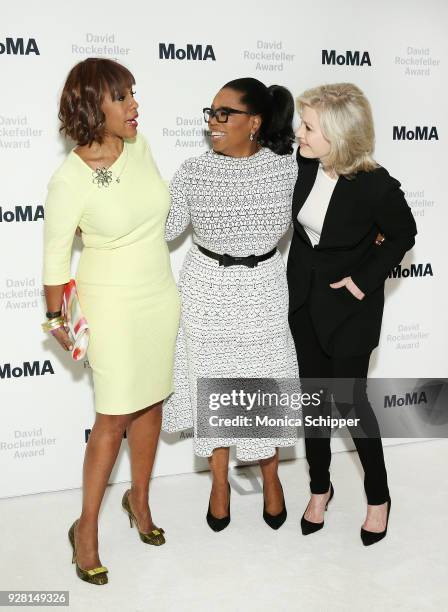 Gayle King, honoree Oprah Winfrey and Diane Sawyer attend The Museum of Modern ArtÕs 2018 David Rockefeller Award Luncheon at The Ziegfeld Ballroom...