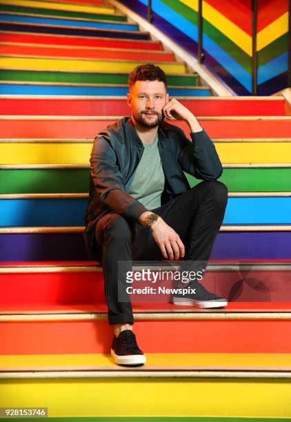 Singer Calum Scott poses during a photo shoot in Sydney, New South Wales. Calum will be walking in Mardi Gras.