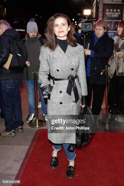 Hayley Atwell attends a photocall for Naomi Sheldon's award-winning debut play 'Good Girl' at Trafalgar Studios on March 6, 2018 in London, England.