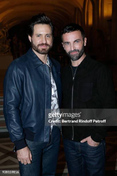 Edgar Ramirez and Stylist Nicolas Ghesquiere pose after the Louis Vuitton show as part of the Paris Fashion Week Womenswear Fall/Winter 2018/2019 on...