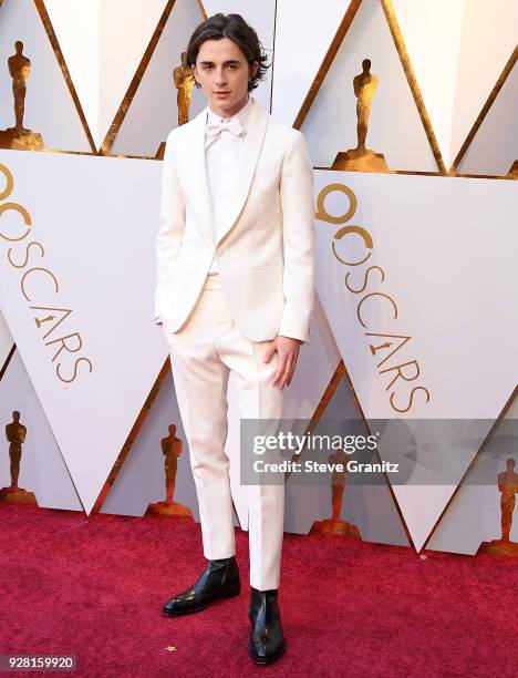 Timothee Chalamet arrives at the 90th Annual Academy Awards at Hollywood & Highland Center on March 4, 2018 in Hollywood, California.