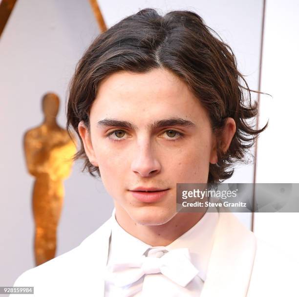 Timothee Chalamet arrives at the 90th Annual Academy Awards at Hollywood & Highland Center on March 4, 2018 in Hollywood, California.