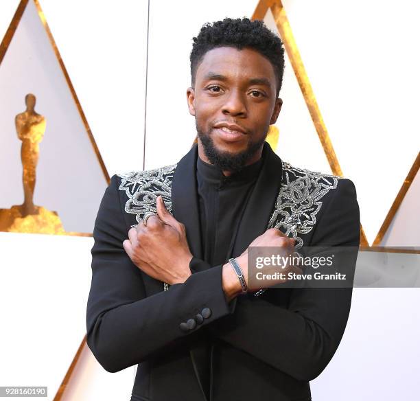 Chadwick Boseman arrives at the 90th Annual Academy Awards at Hollywood & Highland Center on March 4, 2018 in Hollywood, California.