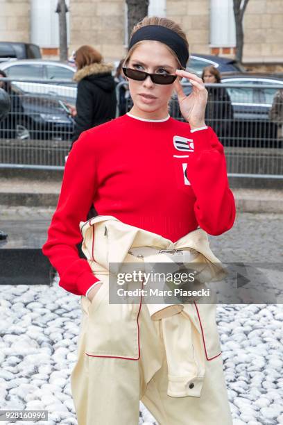 Elena Perminova attends the Miu Miu show as part of the Paris Fashion Week Womenswear Fall/Winter 2018/2019 on March 6, 2018 in Paris, France.