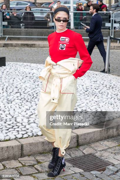 Elena Perminova attends the Miu Miu show as part of the Paris Fashion Week Womenswear Fall/Winter 2018/2019 on March 6, 2018 in Paris, France.