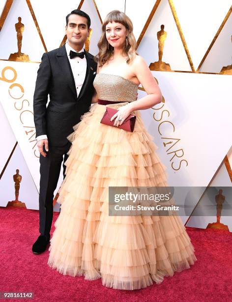 Kumail Nanjiani, Emily V. Gordon arrives at the 90th Annual Academy Awards at Hollywood & Highland Center on March 4, 2018 in Hollywood, California.