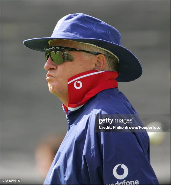 England coach Duncan Fletcher during a training session before the 3rd NatWest Series One Day International between England and Sri Lanka at the...