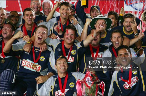 Rob Key and the Kent team celebrate winning the Twenty20 Cup after beating Gloucestershire in the final by 4 wickets at Edgbaston, Birmingham, 4th...