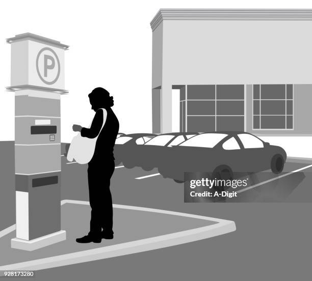 zahlung für parkplatz einkaufszentrum - nummernspender stock-grafiken, -clipart, -cartoons und -symbole