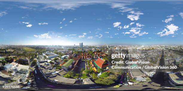 aerial view of wat chana songkhram rachawora mahawiharn in bangkok, thailand - chana stock-fotos und bilder