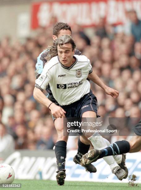 David Ginola of Tottenham Hotspur in action during the FA Carling Premiership match between Tottenham Hotspur and Coventry City at White Hart Lane on...