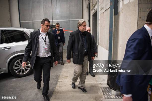 Steve Bannon, the former chief strategist for U.S. President Donald Trump, attends an event hosted by the right-wing Swiss weekly magazine Die...