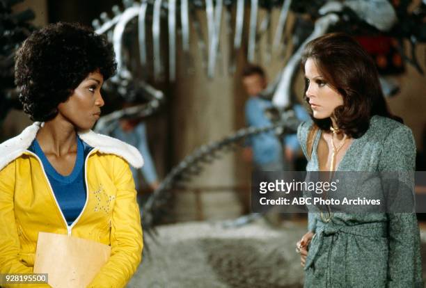 Teresa Graves and Louise Sorel appearing in the episode 'Pilot' from the television show 'Get Christie Love!'.